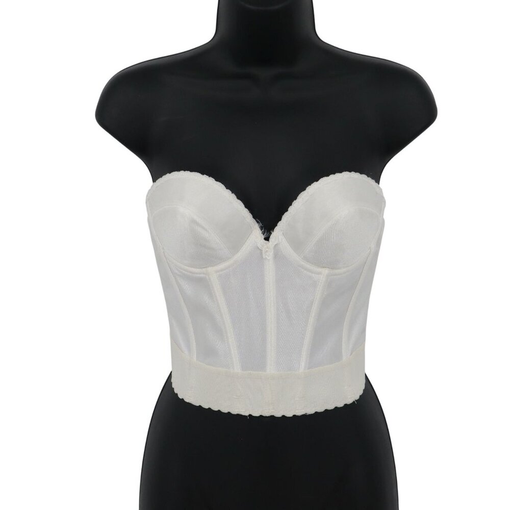 Carnival Strapless Bustier Bra Womens 34B White Bridal Pin‎ Up Lingerie Vintage